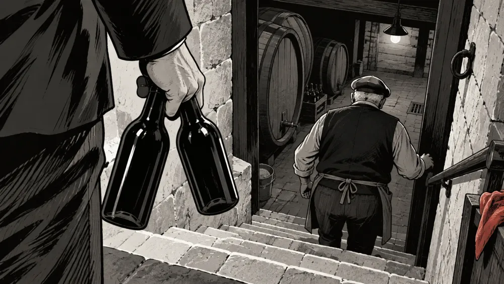 Illustration contemporaine du chapitre « Quinze francs dans la cave »