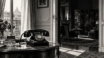 Dessin de polar : téléphone dans un appartement parisien à l’aube